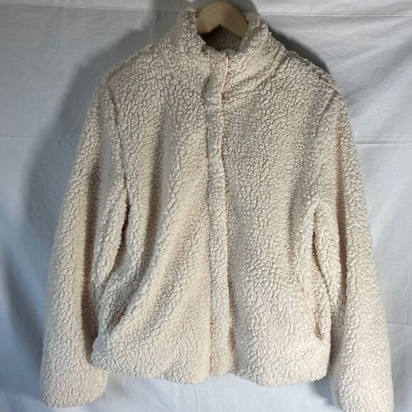 Thread & Suplly Cream Cozy Plush Zip Front Jacket Sz M - Picture 1 of 6